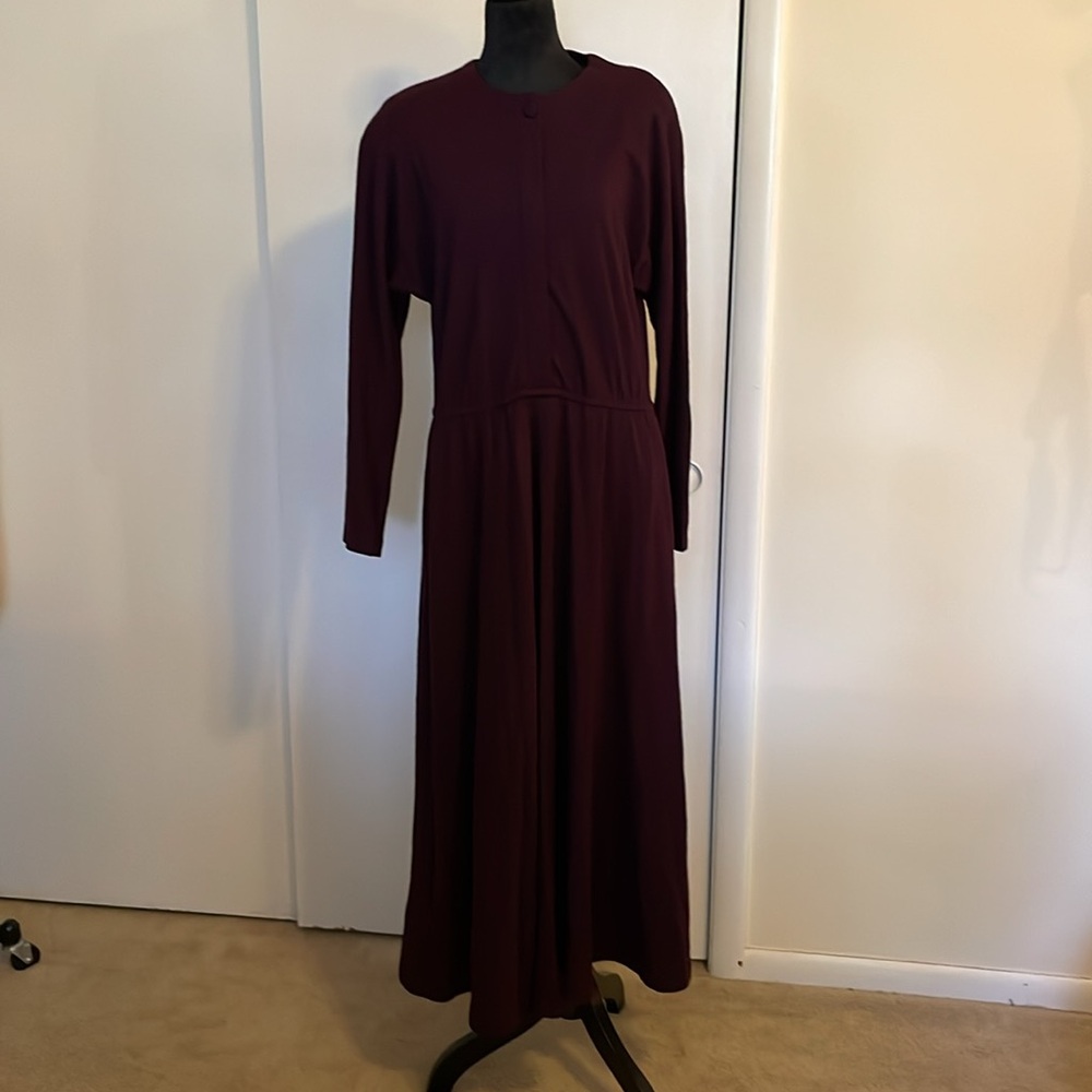 Eddie Bauer- Purple wool long sleeve full-skirt Dress. Size 10.